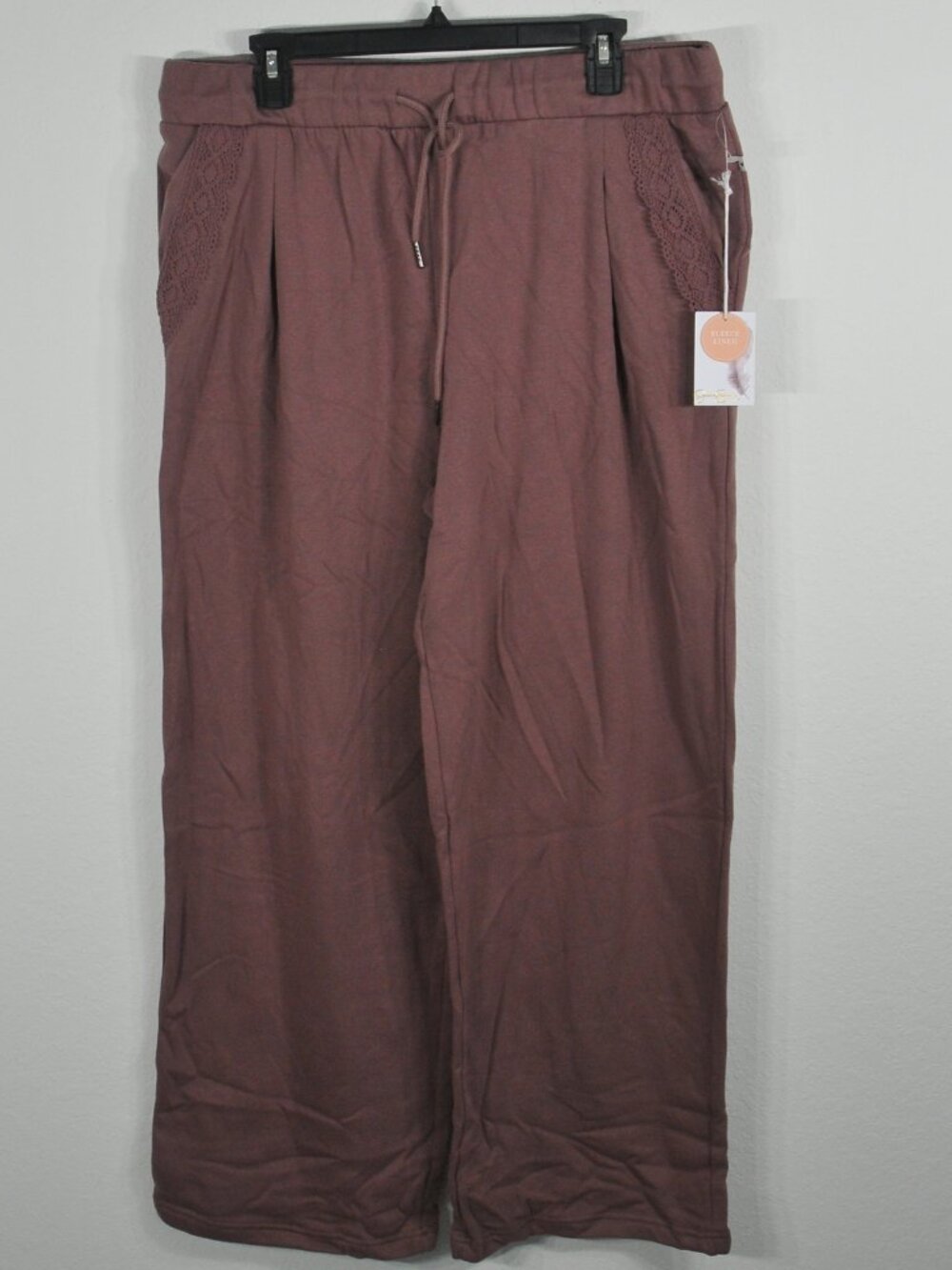 Jessica Simpson women's Joggers XL Fleece Lined Drawstring Mauve NWT
